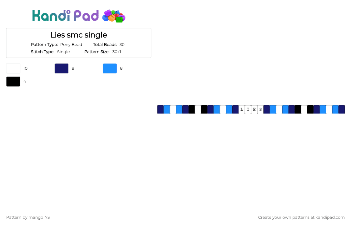 Lies smc single - Pony Bead Pattern by mango_73 on Kandi Pad - purple,light blue,shadow milk,cookie,crk,cookie run,lies,evil
