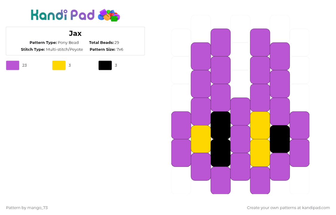 Jax - Pony Bead Pattern by mango_73 on Kandi Pad - pink,tadc,the amazing digital circus,jax,bunny