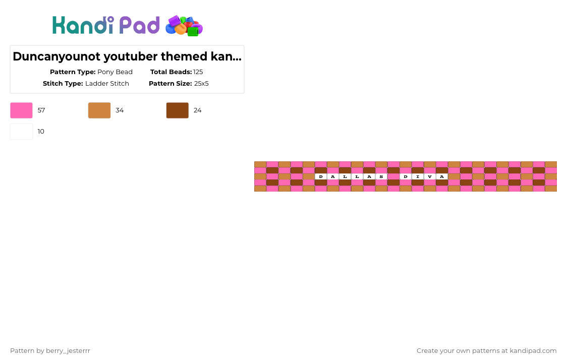 Duncanyounot youtuber themed kandiii - Pony Bead Pattern by kandi_jesterrr on Kandi Pad - pink,youtube duncanyounot funny