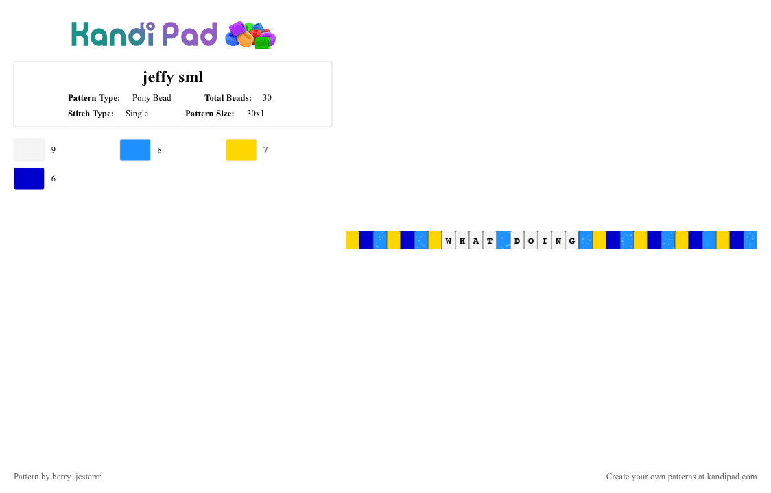 jeffy sml - Pony Bead Pattern by kandi_jesterrr on Kandi Pad - yellow,light blue