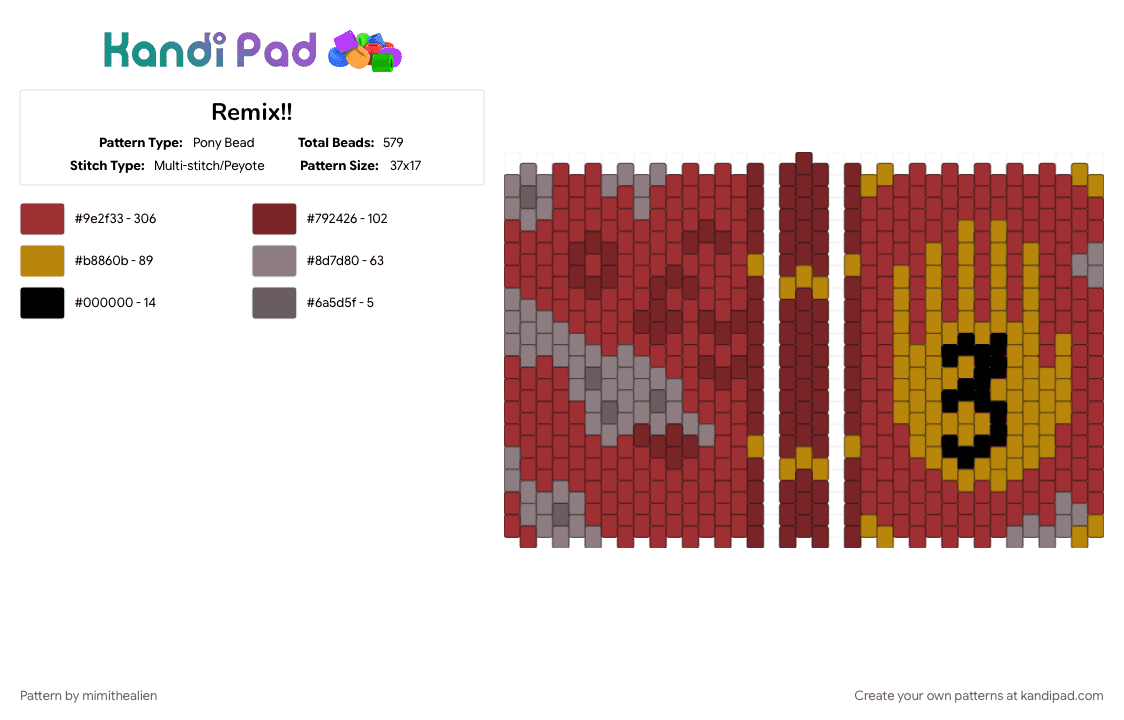 Remix!! - Pony Bead Pattern by mimithealien on Kandi Pad - red