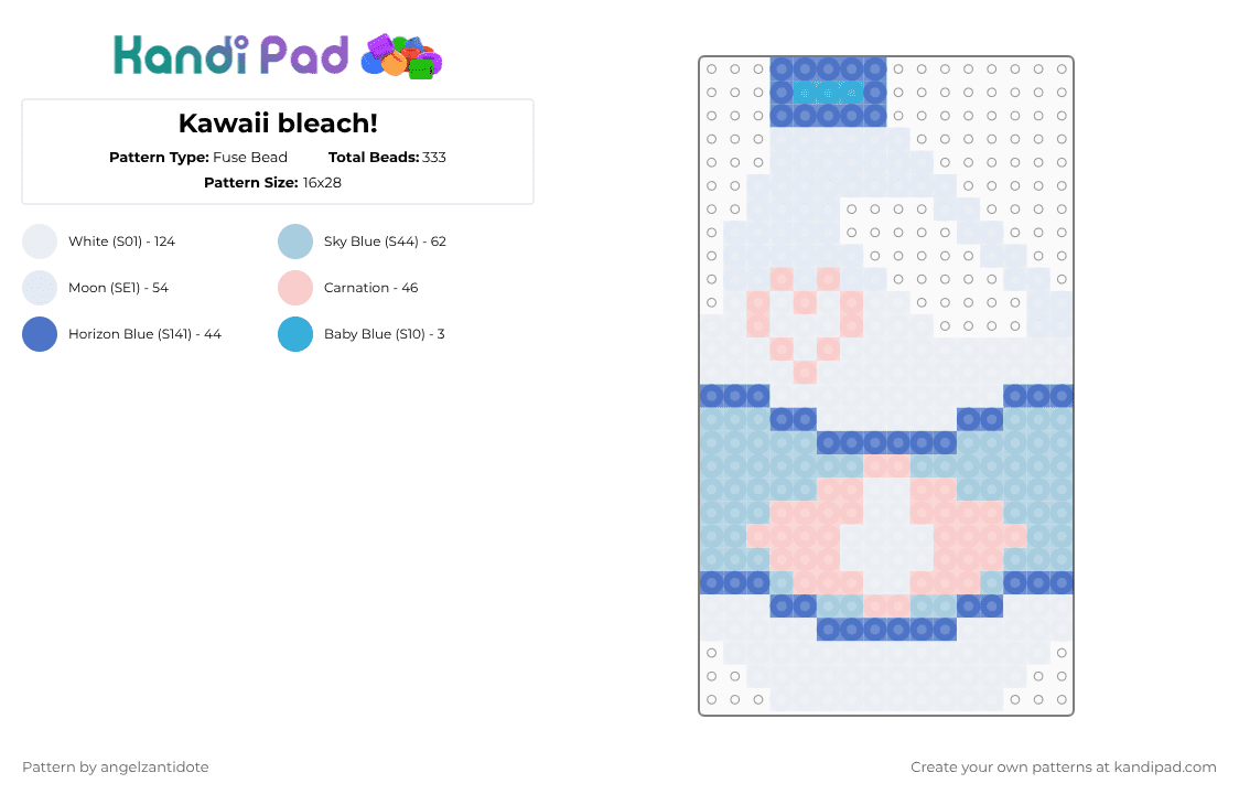 Kawaii bleach! - Fuse Bead Pattern by angelzantidote on Kandi Pad - white,light blue,bleach,cute,cutecore,kawaii