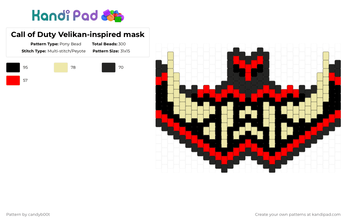 Call of Duty Velikan-inspired mask - Pony Bead Pattern by candyb00t on Kandi Pad - red,yellow,call of duty,velikan,cod,call of duty velikan,modern warfare ii,call of duty modern warfare ii,shadow company,cod shadow company