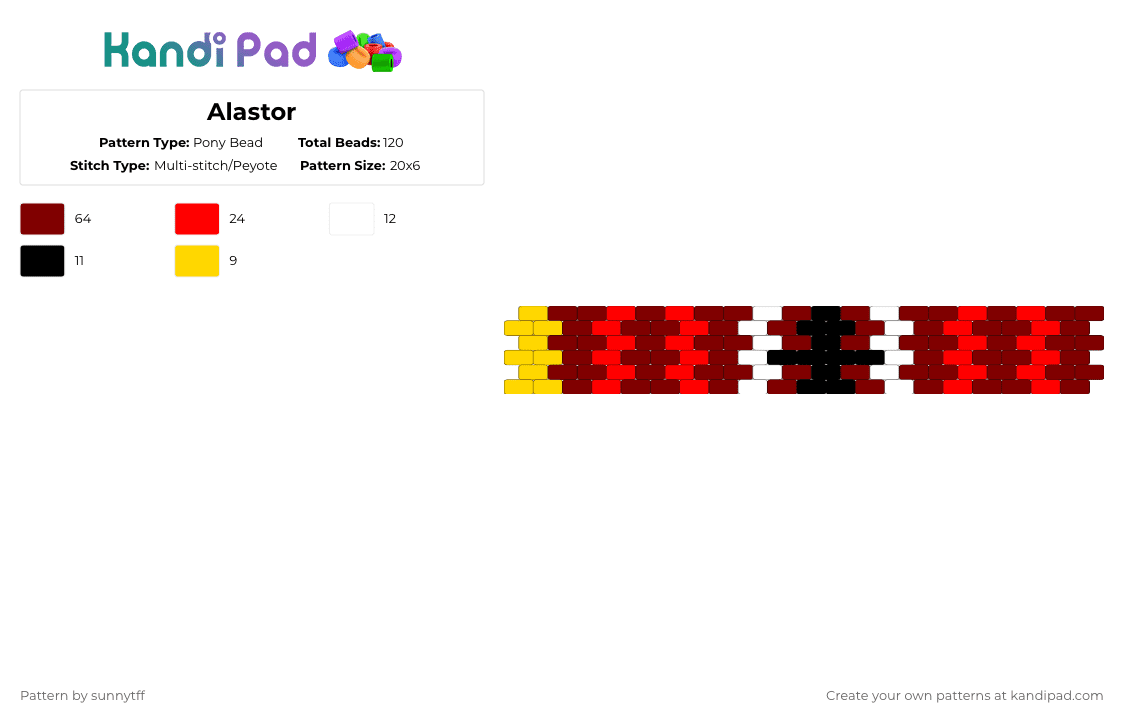Alastor cuff - Pony Bead Pattern by sunnytff on Kandi Pad - brown,hazbin hotel,alastor