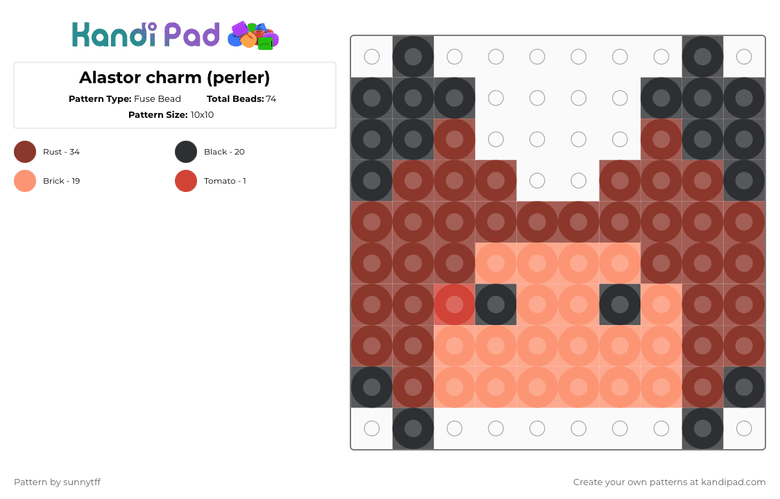 Alastor charm (perler) - Fuse Bead Pattern by sunnytff on Kandi Pad - red,orange,alastor,hazbin hotel