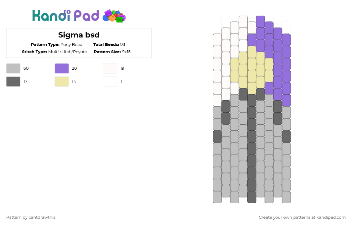 Sigma bsd - Pony Bead Pattern by cantdrawthis on Kandi Pad - beige,bsd,sigma,sigma bsd,anime,bungo stray dogs