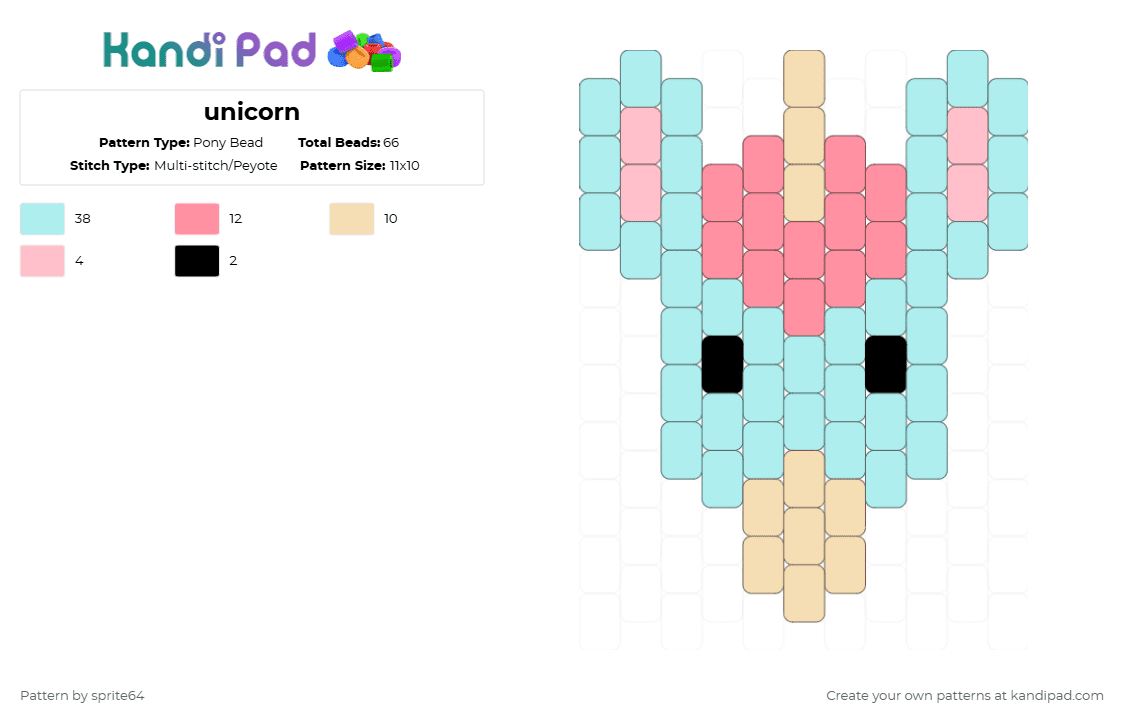 unicorn - Pony Bead Pattern by sprite64 on Kandi Pad - blue, charm, cute, light blue, myth, pink, unicorn