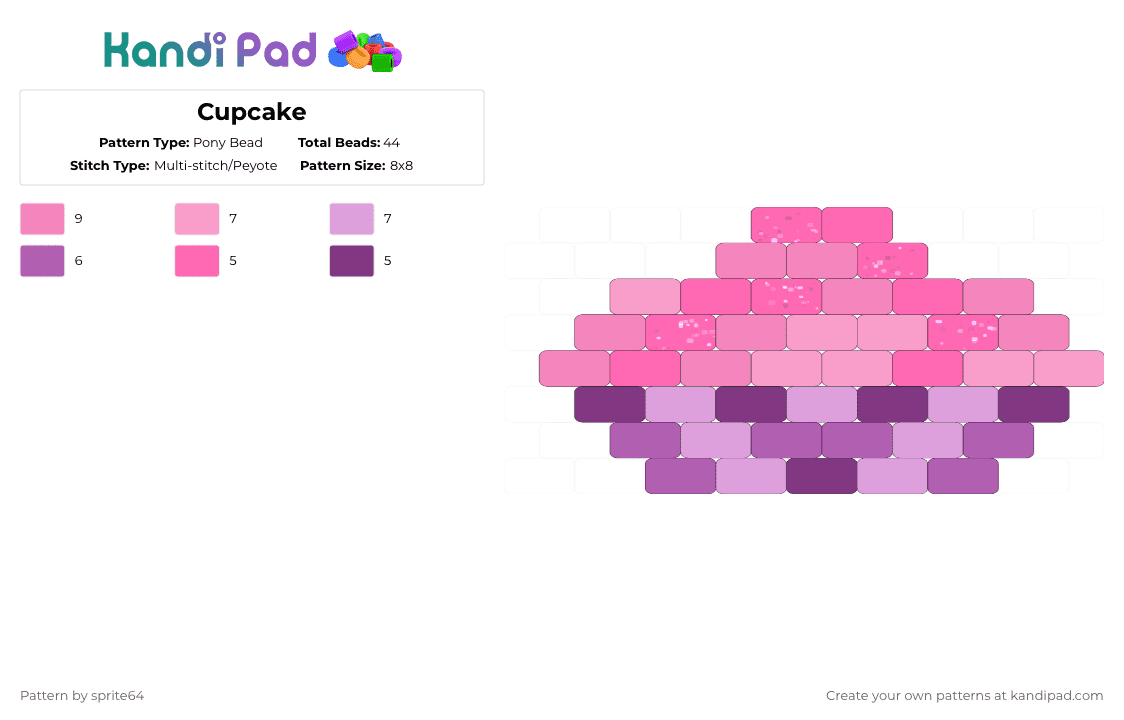 Cupcake - Pony Bead Pattern by sprite64 on Kandi Pad - pink