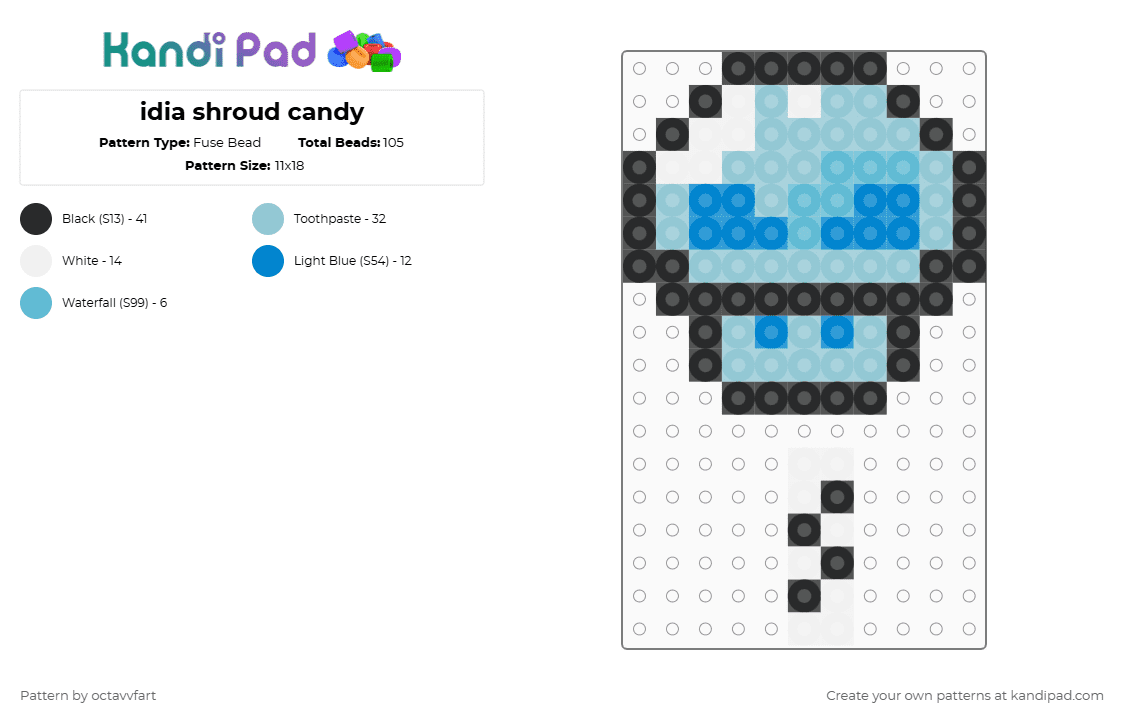 idia shroud candy - Fuse Bead Pattern by octavvfart on Kandi Pad - light blue,twst,twistedwonderland,idiashroud
