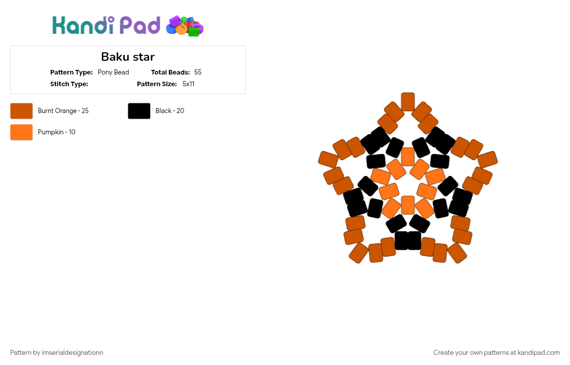 Baku star - Pony Bead Pattern by imserialdesignationn on Kandi Pad - anime, bakudeku, bakugo, bakugo katsuki, bakugo mha, kacchan, katsuki bakugo, orange, orange star, red