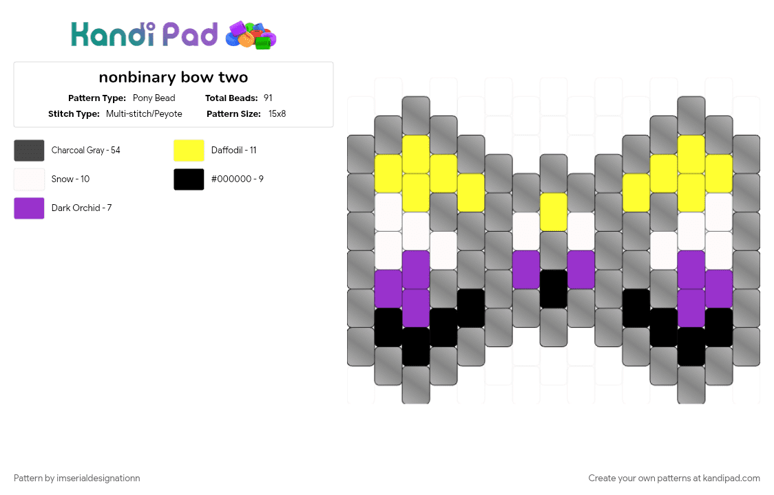 nonbinary bow two - Pony Bead Pattern by imserialdesignationn on Kandi Pad - brown, lgbtqia, non binary, nonbinary, nonbinary pride, pride, pride bow