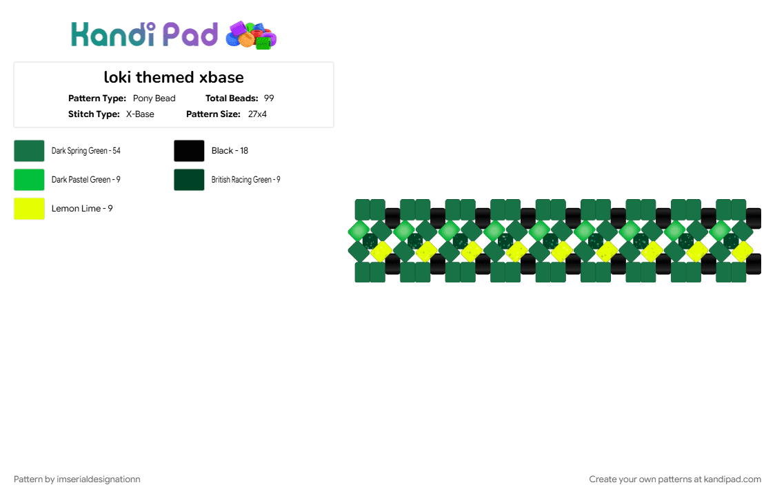 loki themed xbase - Pony Bead Pattern by imserialdesignationn on Kandi Pad - character, green, loki, lokius, marvel