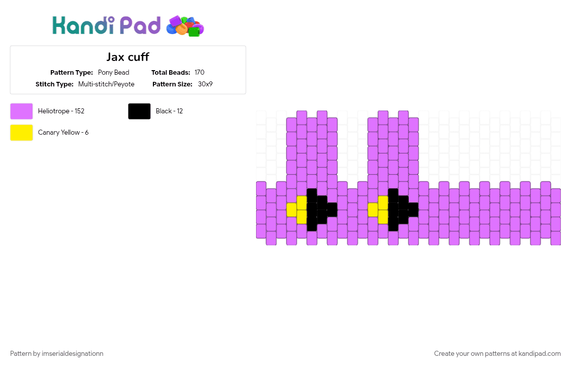 Jax cuff - Pony Bead Pattern by imserialdesignationn on Kandi Pad - character, cotdcircuses, jax, jax tadc, pink, tadc, the amazing digital circus