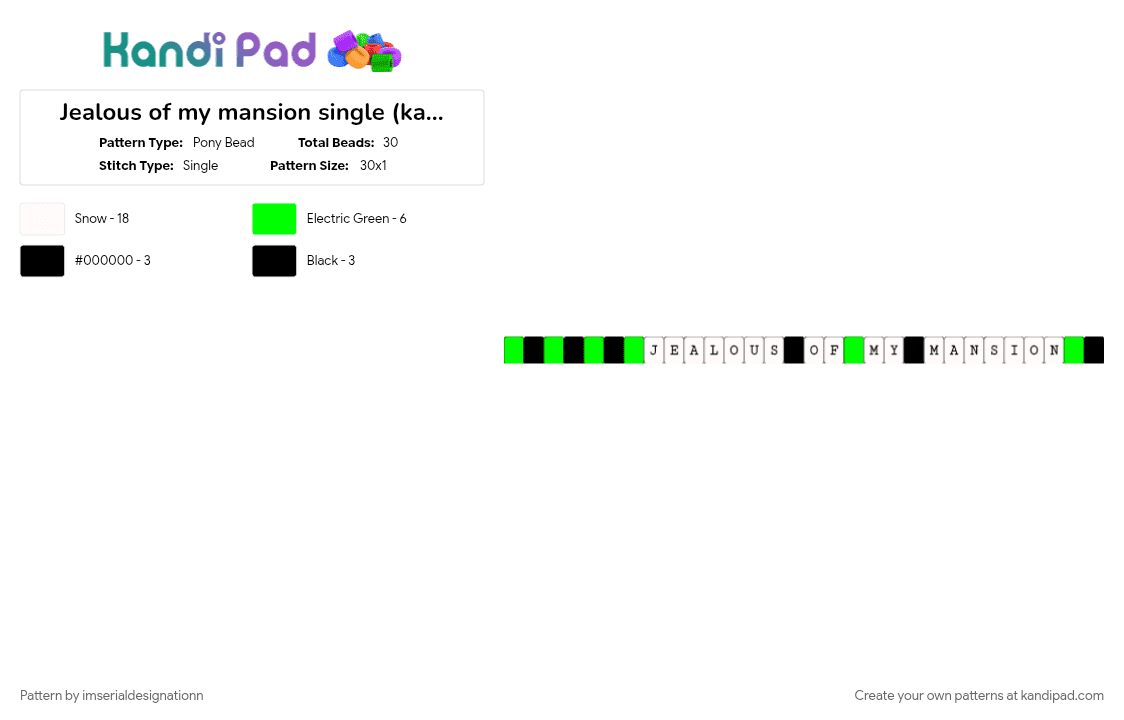 Jealous of my mansion single (katseye) - Pony Bead Pattern by imserialdesignationn on Kandi Pad - cotdmansions, gnarly, katseye, katseye yoonchae, music, single, white, yoonchae