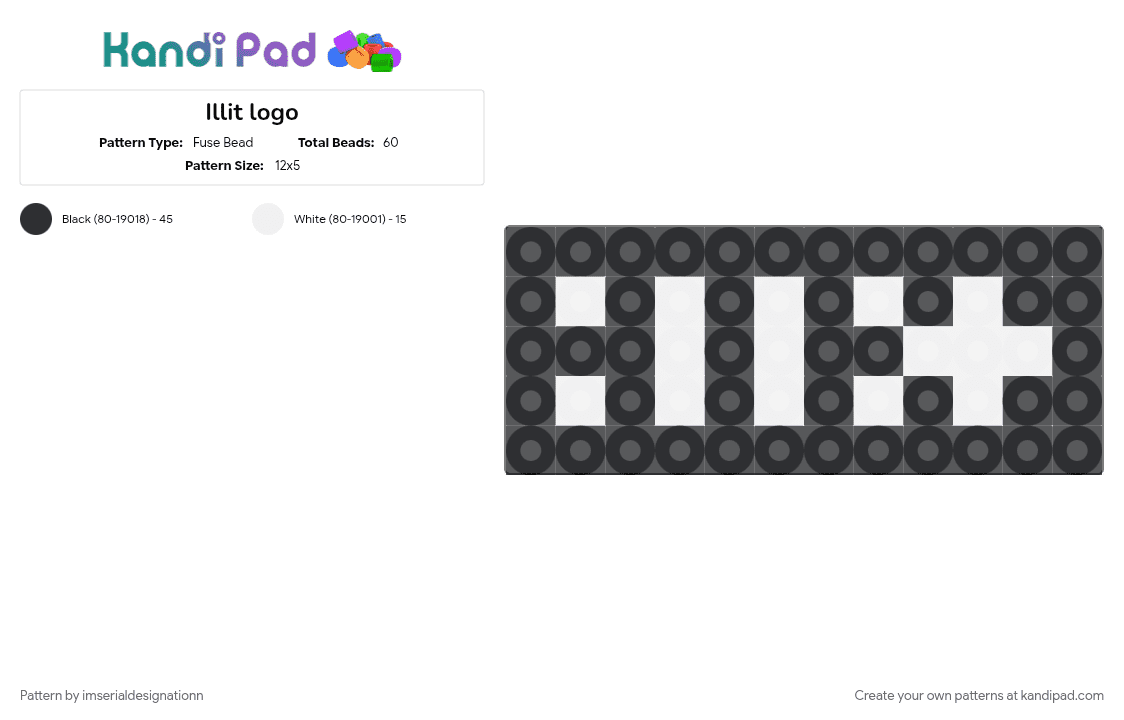 Illit logo - Fuse Bead Pattern by imserialdesignationn on Kandi Pad - band, black, illit, kpop, logo, music, wonhee illit