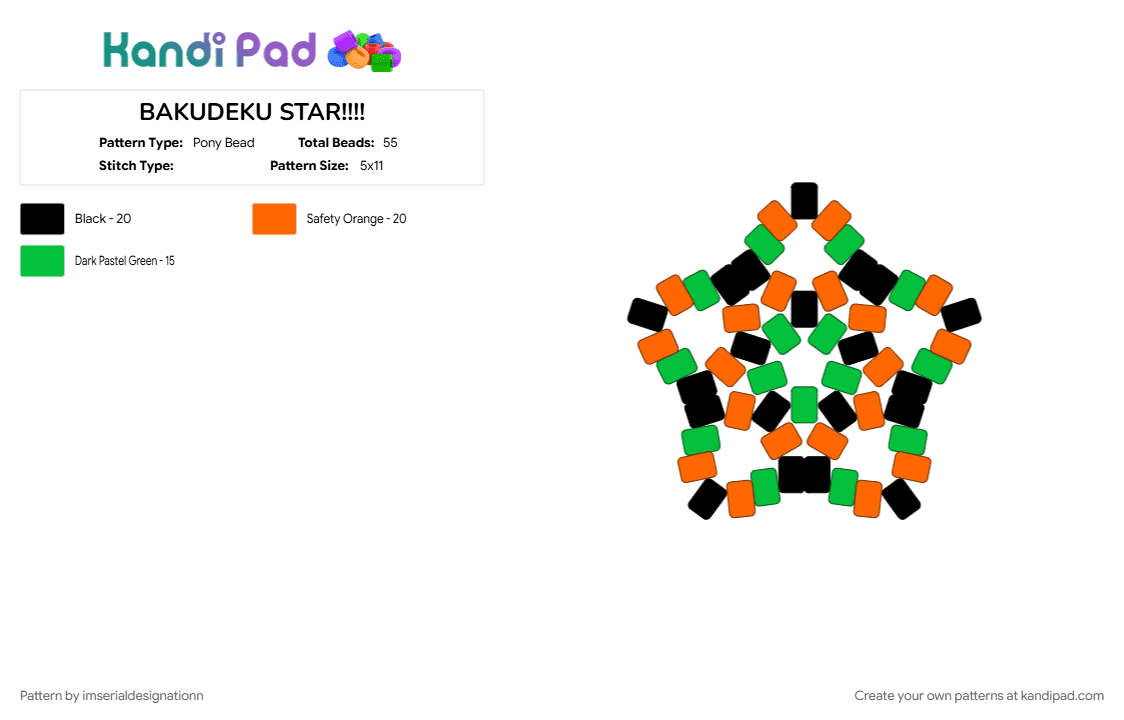 BAKUDEKU STAR!!!! - Pony Bead Pattern by imserialdesignationn on Kandi Pad - 
