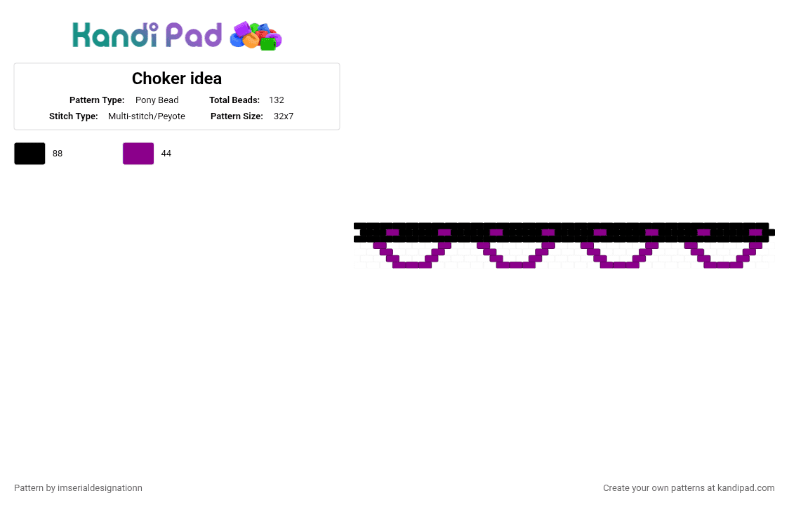 Choker idea - Pony Bead Pattern by imserialdesignationn on Kandi Pad - black, pink