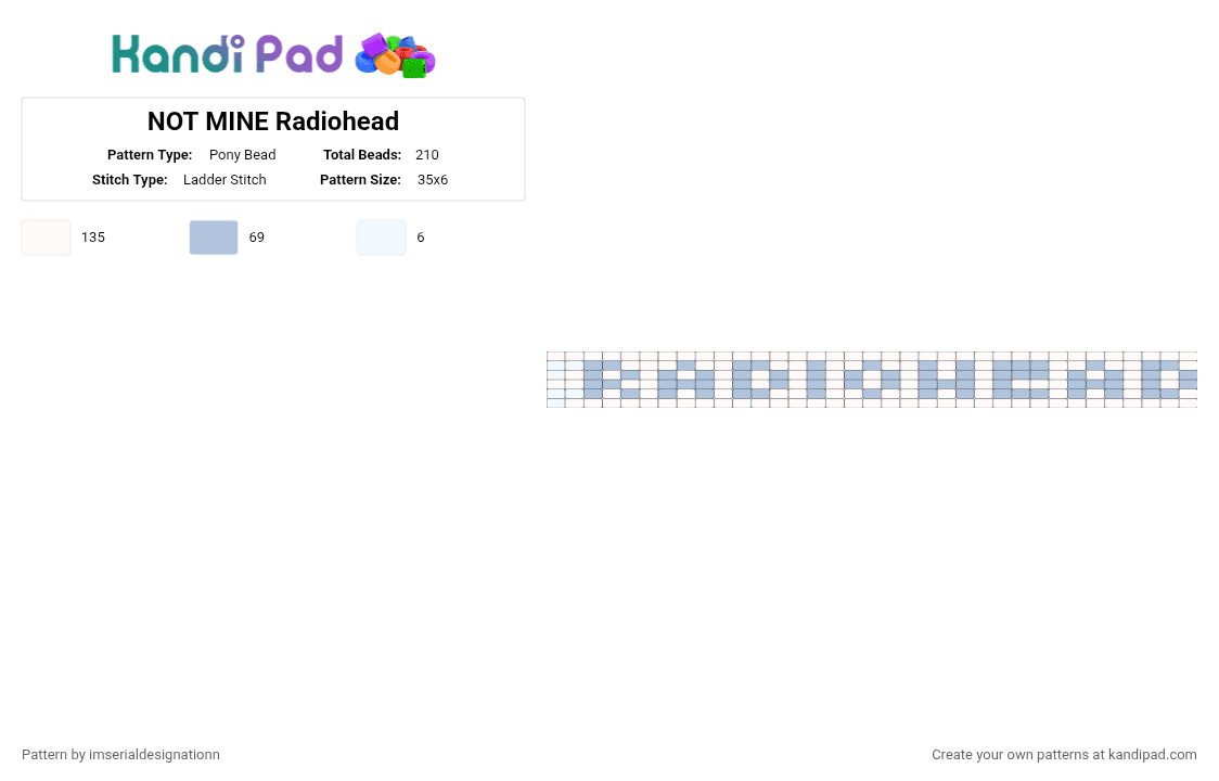 radiohead (not mine) - Pony Bead Pattern by imserialdesignationn on Kandi Pad - white,light blue