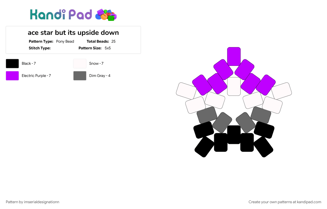 ace star but its upside down - Pony Bead Pattern by imserialdesignationn on Kandi Pad - ace, asexual, asexual flag, asexual pride, gray, lgbtqia, pride, pride flag, purple, queer