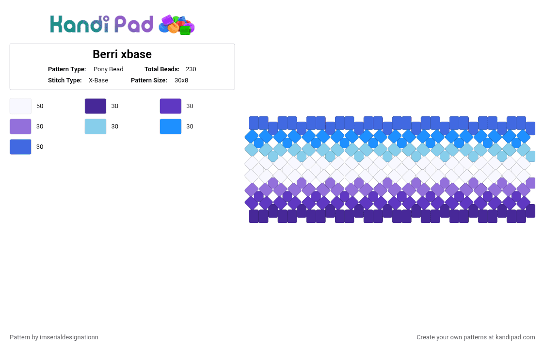 Berri xbase - Pony Bead Pattern by imserialdesignationn on Kandi Pad - light blue, purple