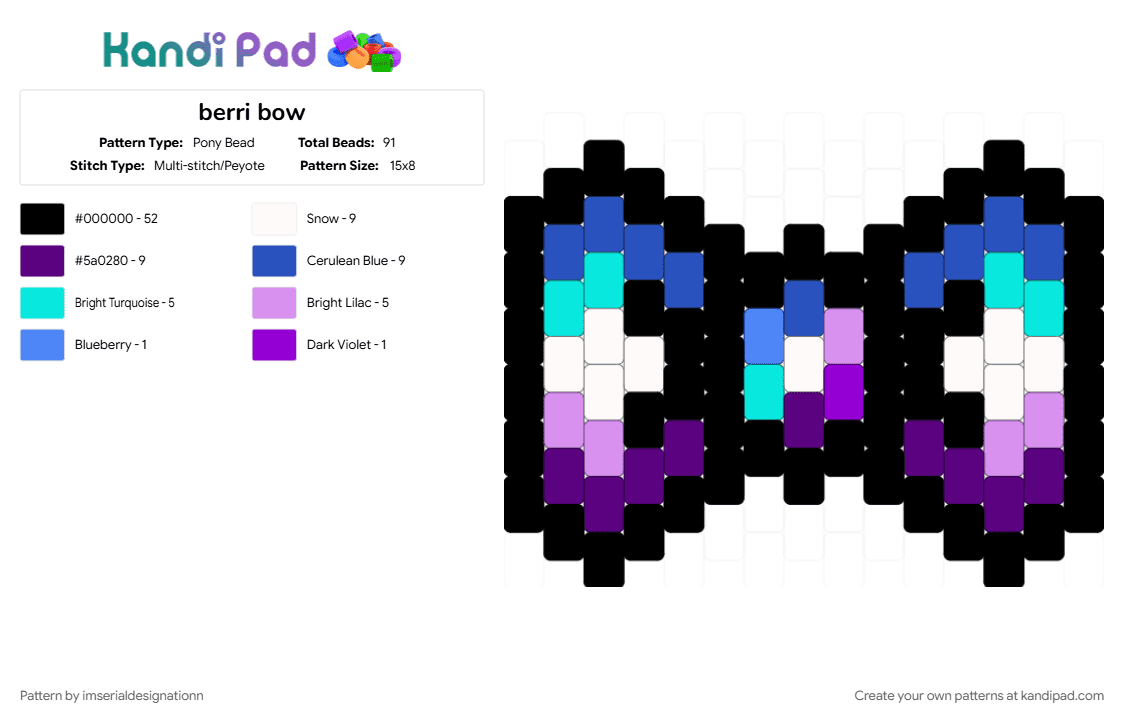 berri bow - Pony Bead Pattern by imserialdesignationn on Kandi Pad - berrisexual, black, blue, lgbtqia, pride, pride bow, purple