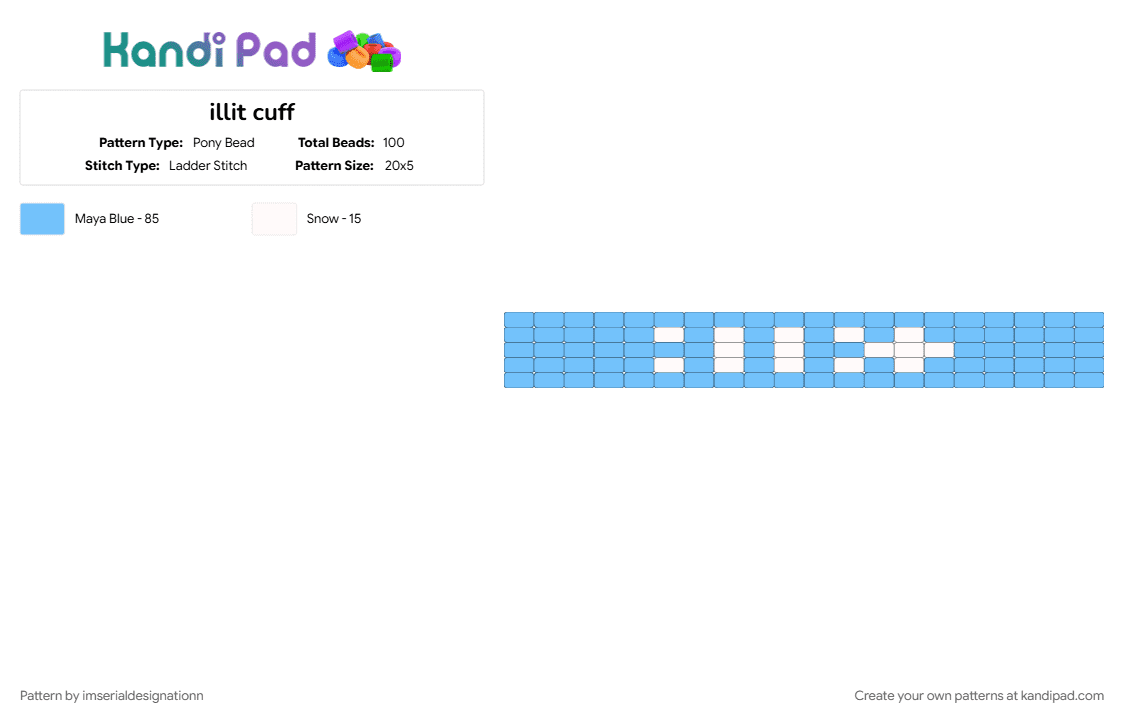 illit cuff - Pony Bead Pattern by imserialdesignationn on Kandi Pad - cotdtypography, illit, illit ladder cuff, illit logo, kpop, light blue