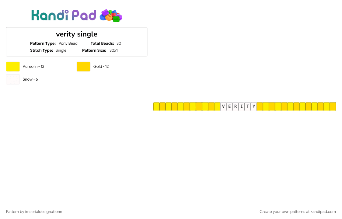 verity single - Pony Bead Pattern by imserialdesignationn on Kandi Pad - minecraftverity, thatmobverity, verity, yellow