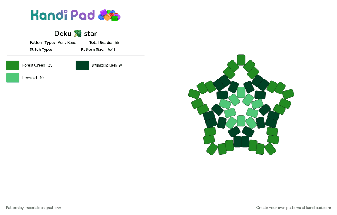 Deku 🥦 star - Pony Bead Pattern by imserialdesignationn on Kandi Pad - anime, bakudeku, deku mha, green, green star, izuku midoriya, izuku midoryia, mha, midoriya, teal