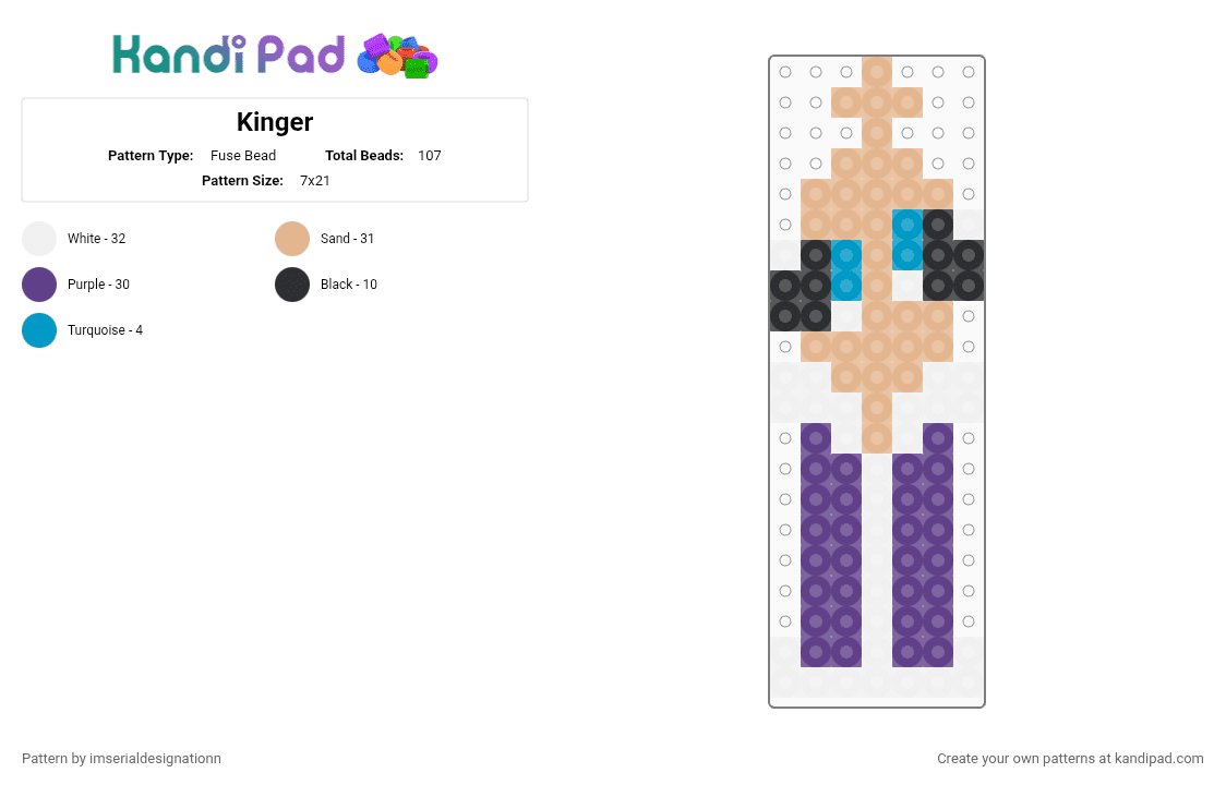 Kinger - Fuse Bead Pattern by imserialdesignationn on Kandi Pad - purple,beige