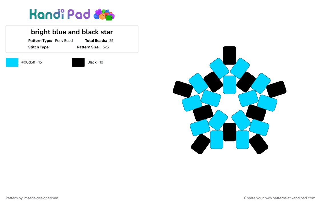 bright blue and black star - Pony Bead Pattern by imserialdesignationn on Kandi Pad - black, get weezered, light blue