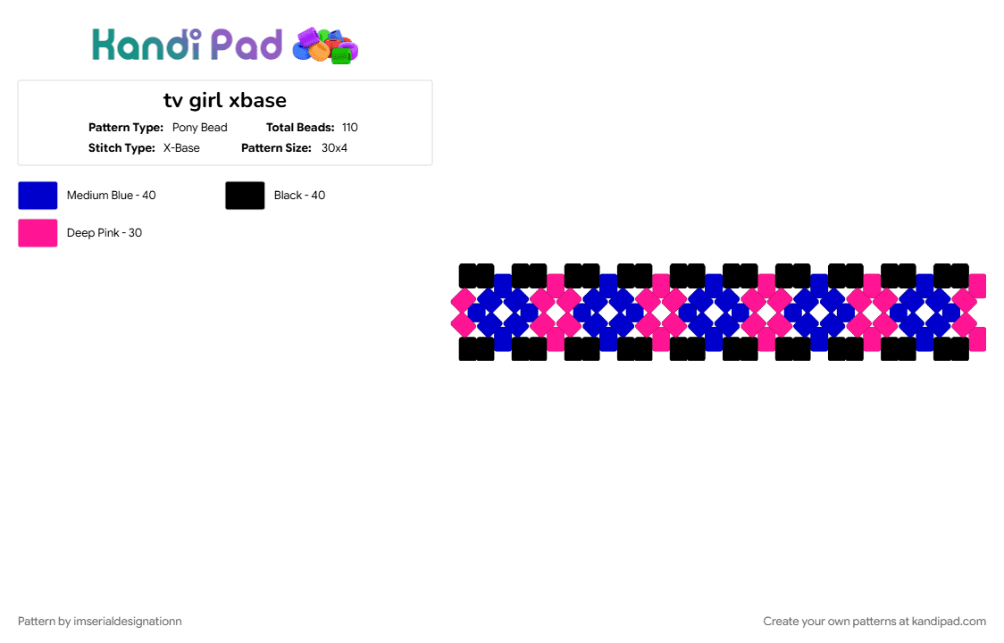 tv girl xbase - Pony Bead Pattern by imserialdesignationn on Kandi Pad - blue and pink, pink, pink and blue, purple, tv girl, tvgirl, who really cares