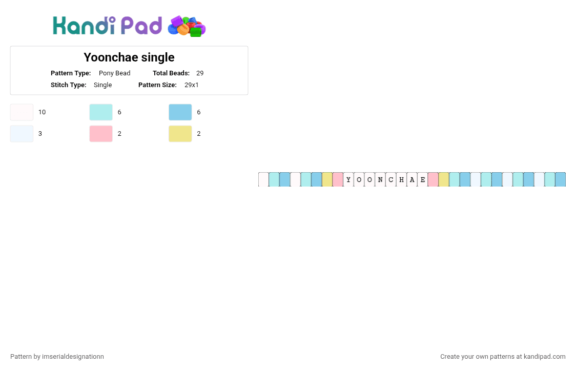Yoonchae single - Pony Bead Pattern by imserialdesignationn on Kandi Pad - light blue