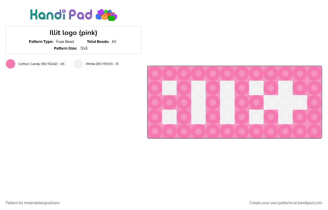 Illit logo (pink) - Fuse Bead Pattern by imserialdesignationn on Kandi Pad - 