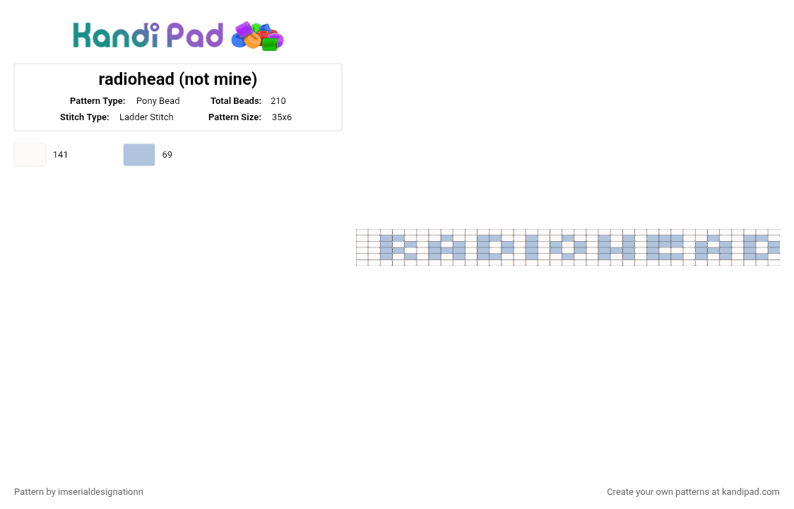 radiohead (not mine) - Pony Bead Pattern by imserialdesignationn on Kandi Pad - white,light blue