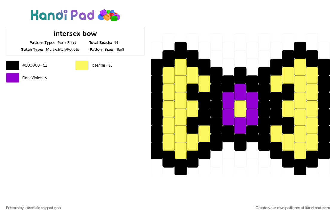 intersex bow - Pony Bead Pattern by imserialdesignationn on Kandi Pad - intersex, lgbtqia, pride, pride bow, yellow