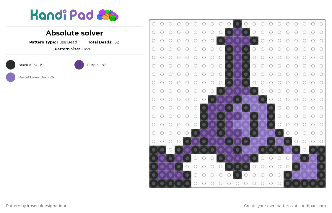 Absolute solver - Fuse Bead Pattern by imserialdesignationn on Kandi Pad - purple,blue