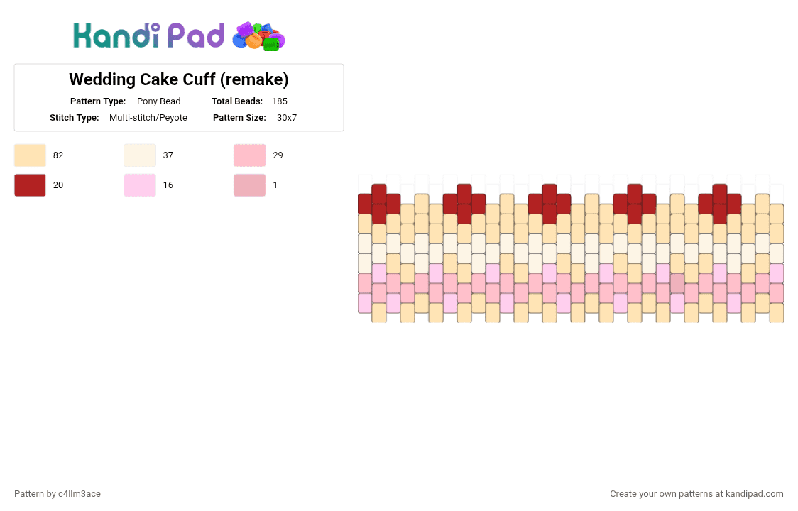Wedding Cake Cuff (remake) - Pony Bead Pattern by c4llm3ace on Kandi Pad - beige