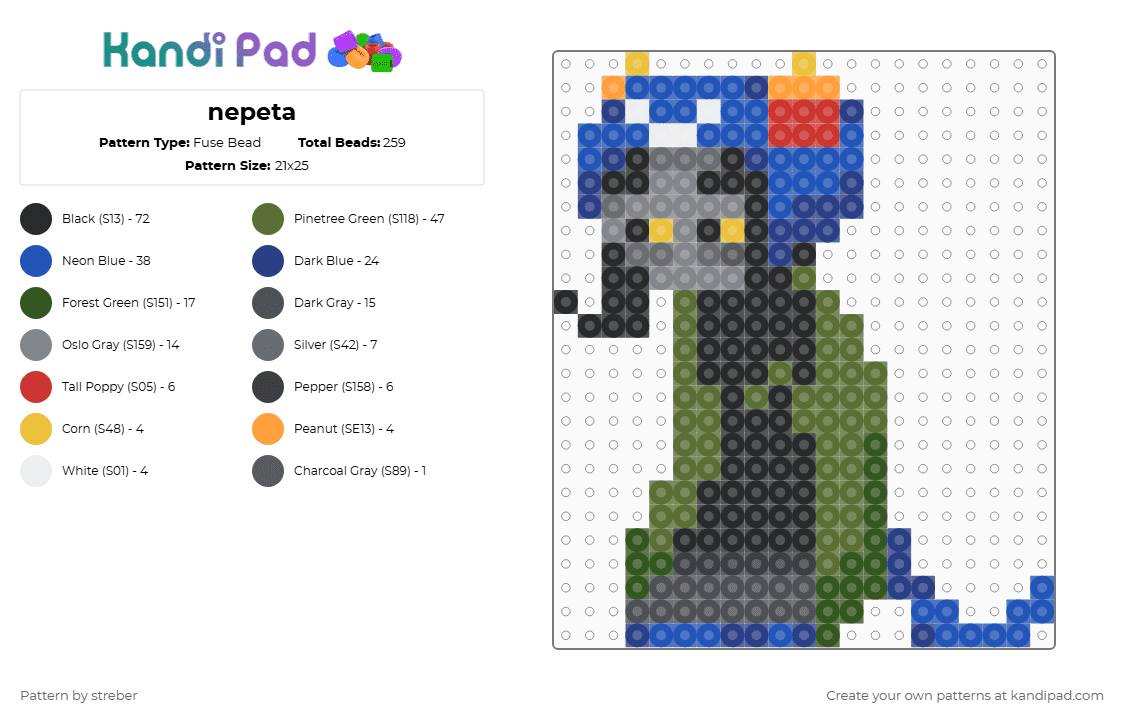 nepeta - Fuse Bead Pattern by streber on Kandi Pad - blue,gray,gold,nepeta,homestuck,nepeta homestuck,homestuck nepeta,nepeta leijon,homestuck nepeta leijon