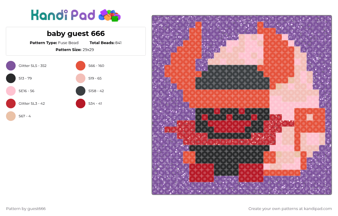 baby guest 666 - Fuse Bead Pattern by lenon_says_lemon on Kandi Pad - 