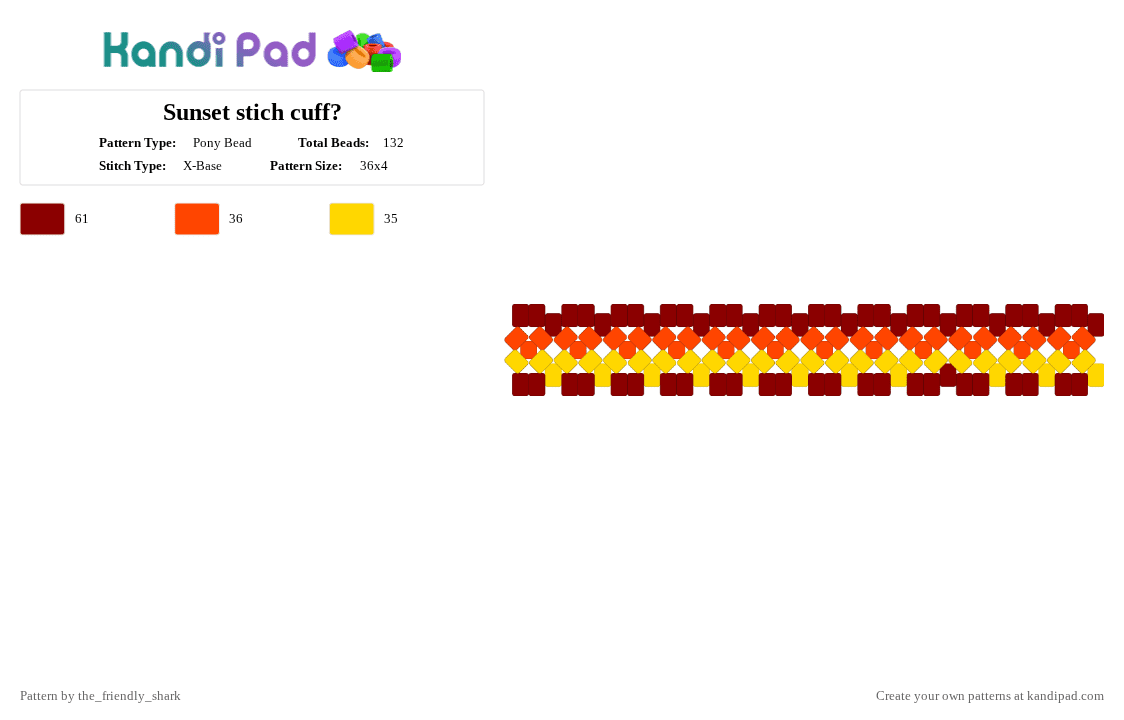 Sunset stich cuff? - Pony Bead Pattern by lenon_says_lemon on Kandi Pad - red,yellow