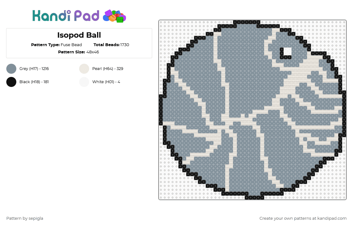 Isopod Ball Fuse Bead Pattern - Kandi Pad | Kandi Patterns, Fuse Bead ...