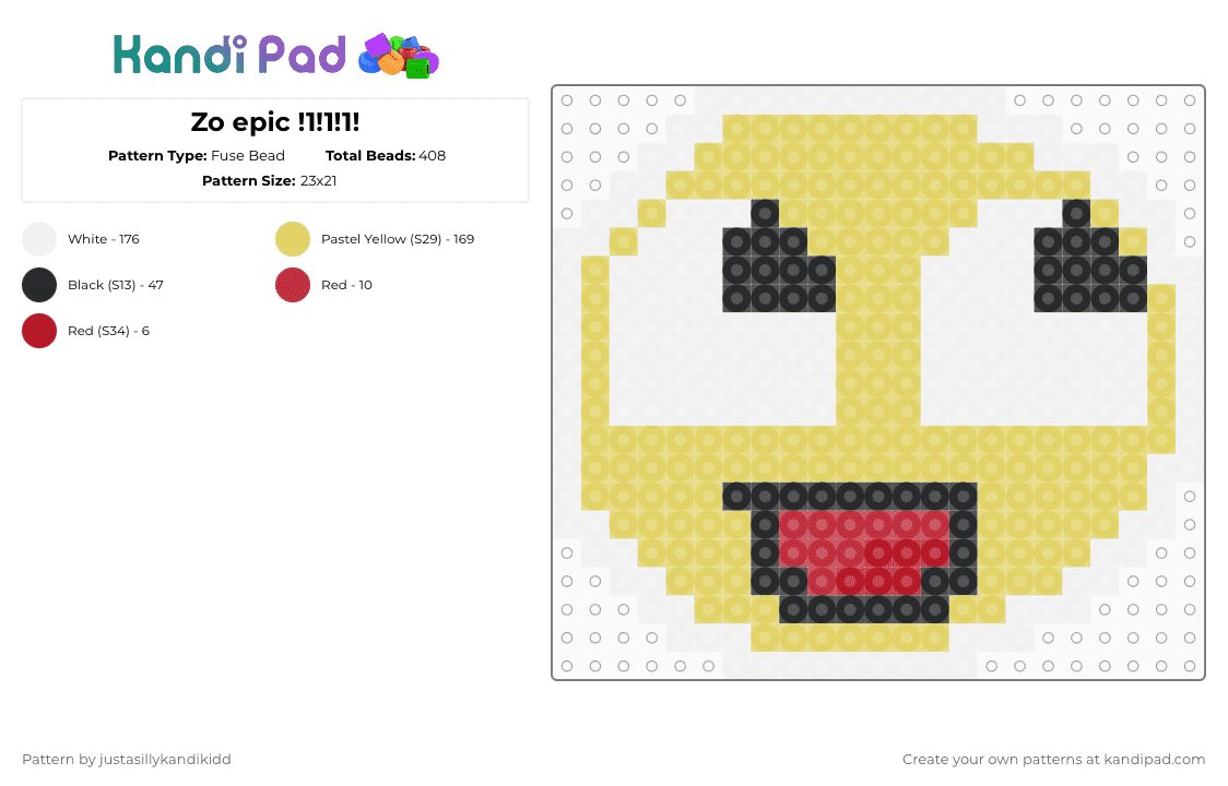 Zo epic !1!1!1! - Fuse Bead Pattern by justasillykandikidd on Kandi Pad - yellow,epicface