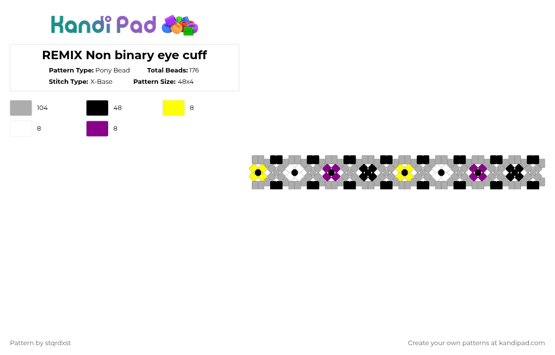 REMIX Non binary eye cuff - Pony Bead Pattern by dxrk_anomy on Kandi Pad - beige,wip,eyes,pride,non binary,enby