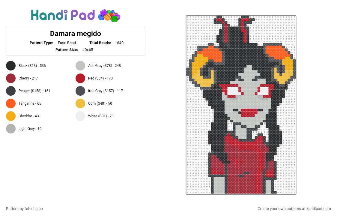 Damara megido homestuck - Fuse Bead Pattern by feferi_glub on Kandi Pad - beige, red