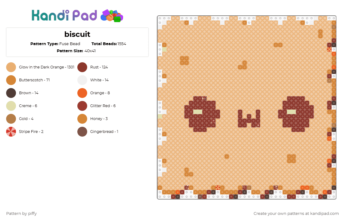 biscuit - Fuse Bead Pattern by piffy on Kandi Pad - orange,biscuit,kawaii
