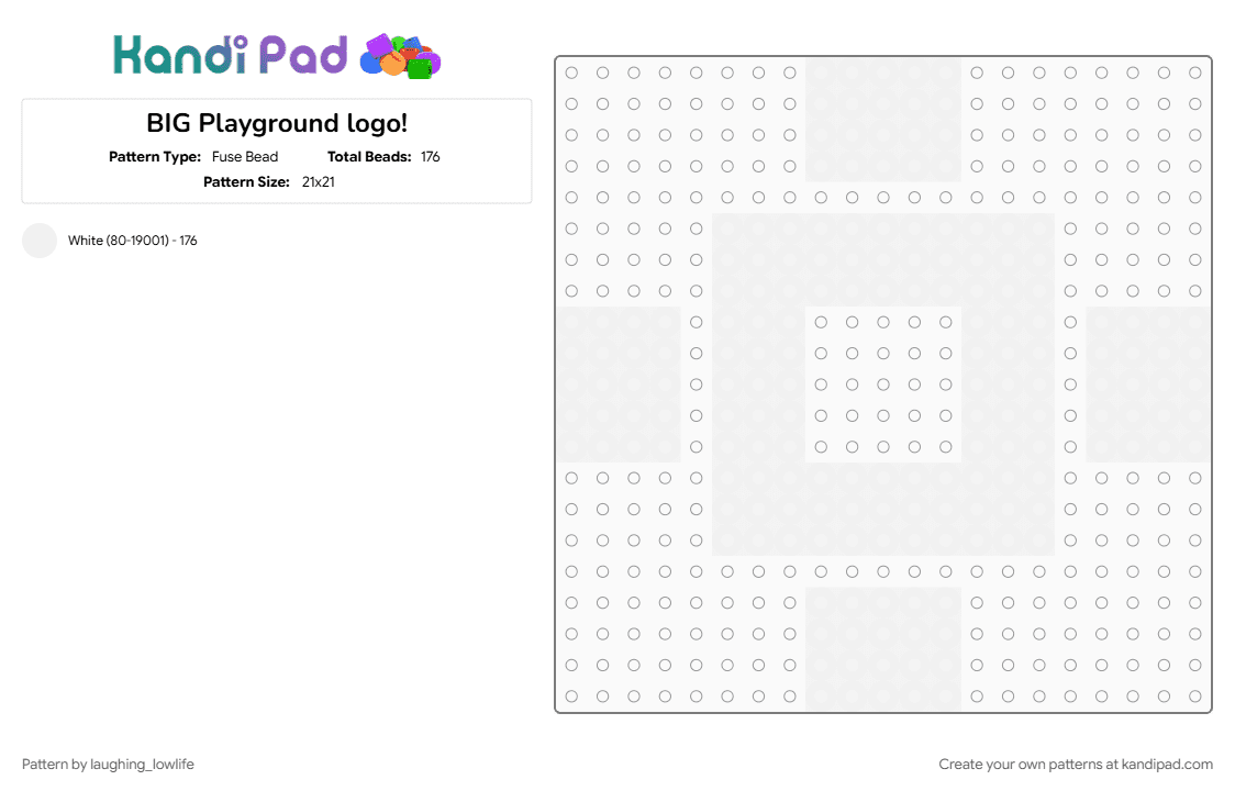 BIG Playground logo! - Fuse Bead Pattern by laughing_lowlife on Kandi Pad - phight, phighting, phightingroblox, roblox phighting, video game, white