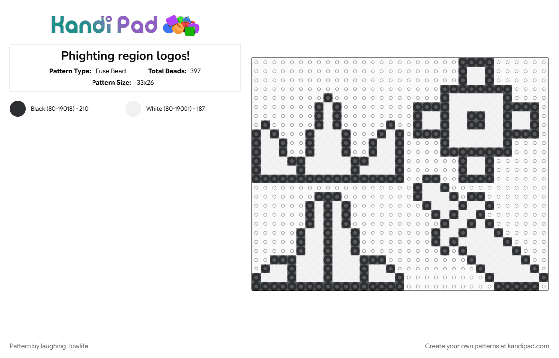 Phighting region logos! - Fuse Bead Pattern by laughing_lowlife on Kandi Pad - black, phight, phighting, phightingroblox, roblox, roblox phighting, video game, white