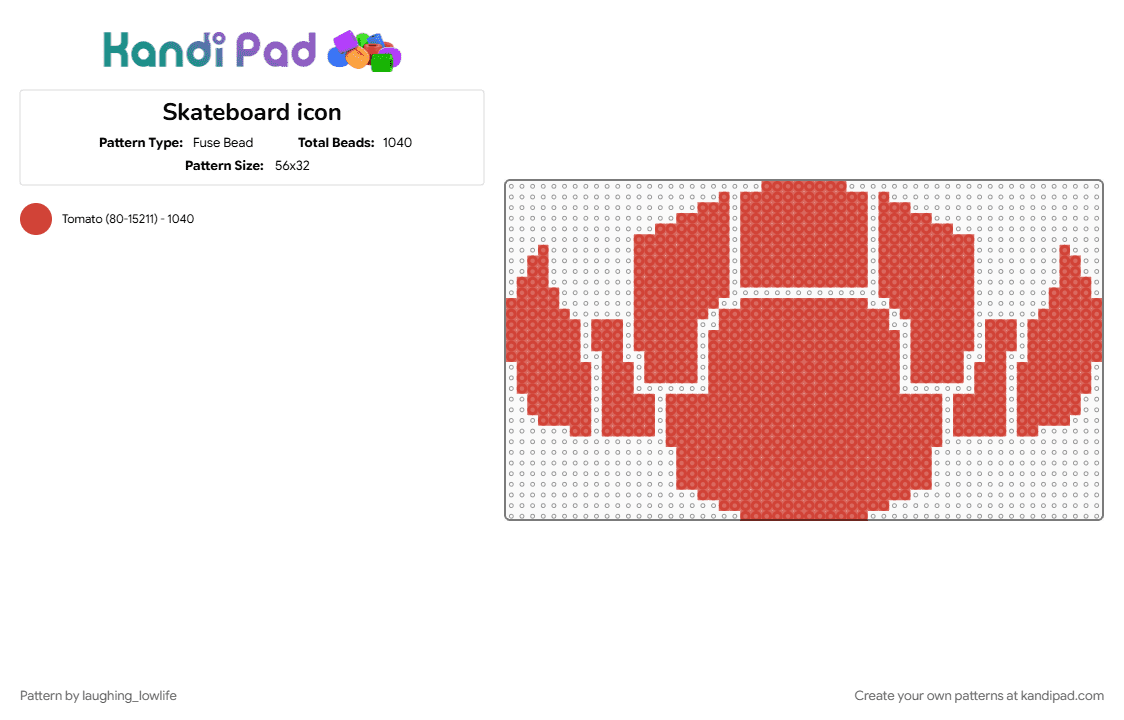 Skateboard icon - Fuse Bead Pattern by laughing_lowlife on Kandi Pad - icon, phight, phighter, phighting, phighting roblox, phighting skateboard, phightingroblox, red, roblox phighting