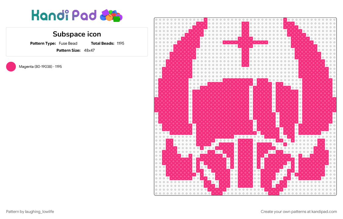 Subspace icon - Fuse Bead Pattern by laughing_lowlife on Kandi Pad - icon, phight, phighter, phighting, phighting roblox, phighting subspace, phightingroblox, pink, roblox phighting