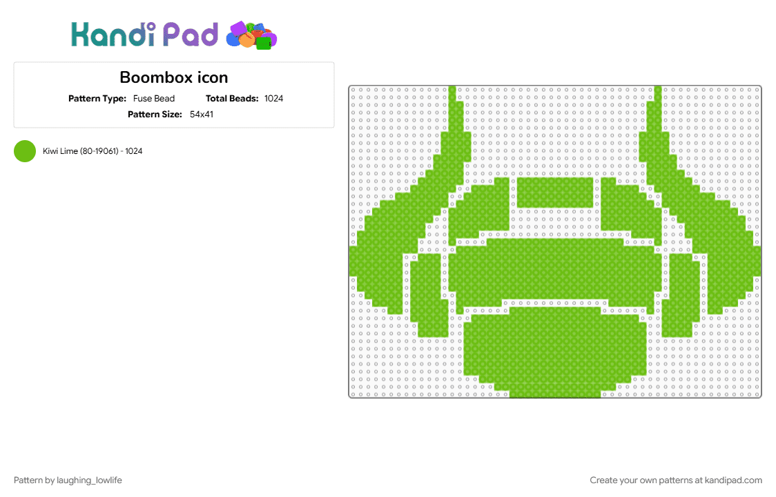 Boombox icon - Fuse Bead Pattern by laughing_lowlife on Kandi Pad - boombox phighting, green, icon, phight, phighter, phighting, phighting roblox, phightingroblox, roblox phighting
